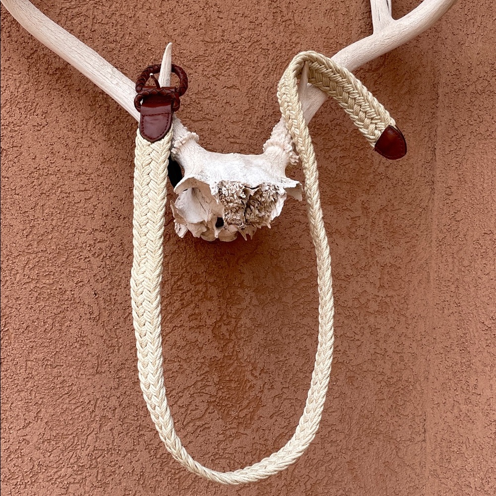 Ruff Hewn Natural Rope Belt with Brown Braided Leather Buckle